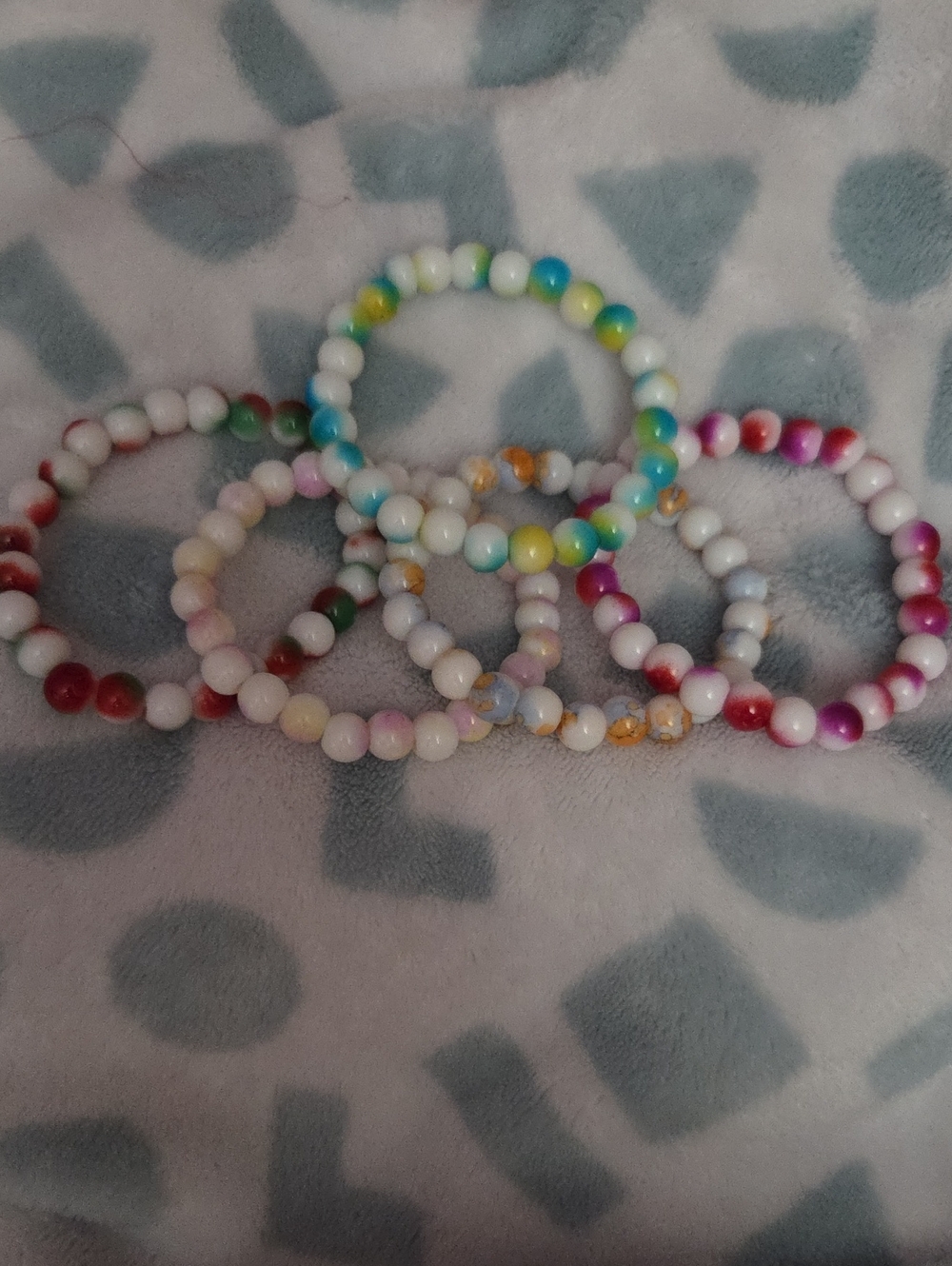 Bracelets 5 Pr. Colorful Glass Beaded Stretch - Multi Color NWOT